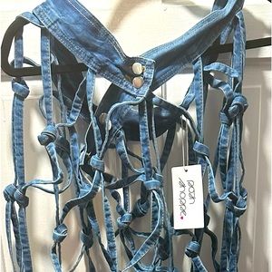 BNWT UNIQUE!! Caged denim over skirt. Adjustable Fits XL - 3XL